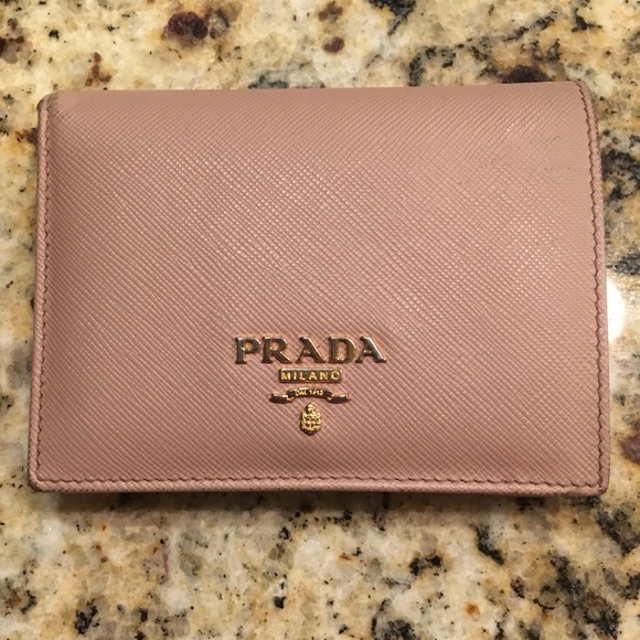 Prada Handbags - Prada Saffiano Bifold Leather Wallet Blush Pink